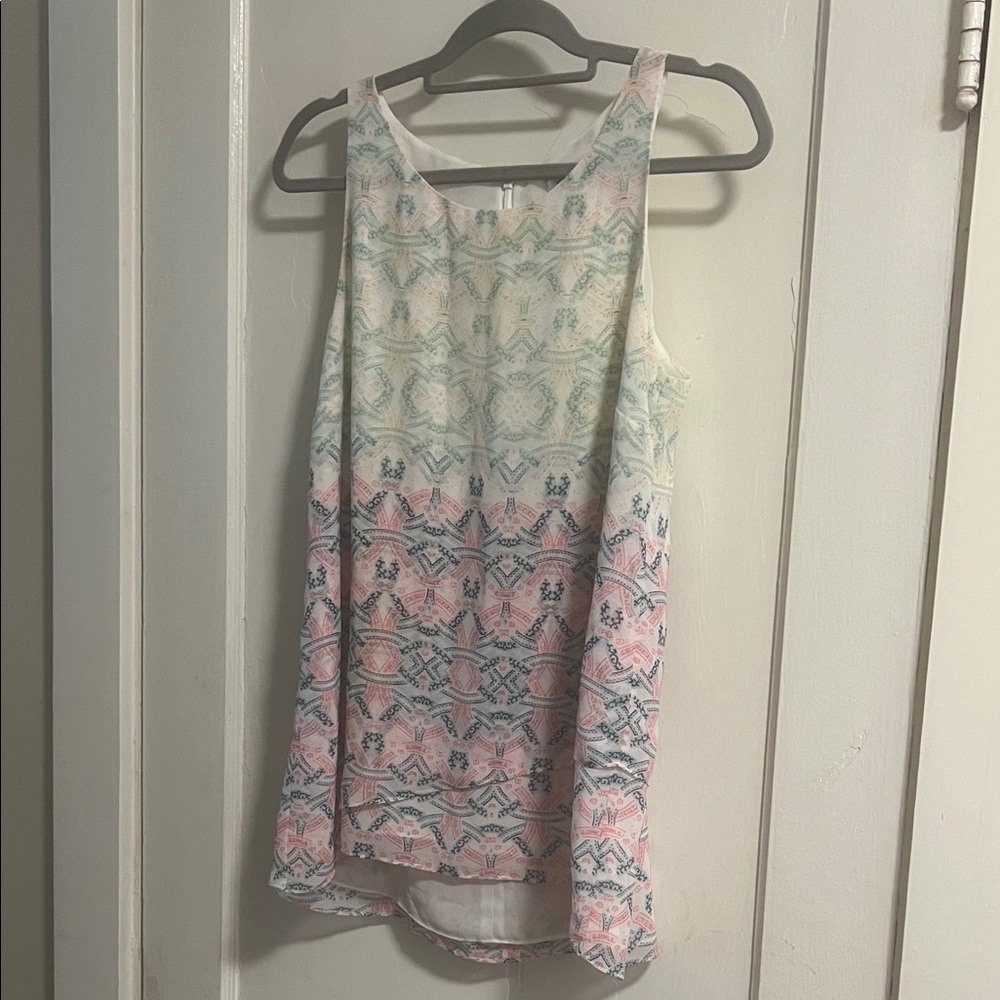 CAbi Sleeveless Printed Layered Tank Top - Pastel Multicolor